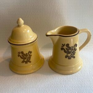 Phaltzgraff cream and sugar set. Village pattern